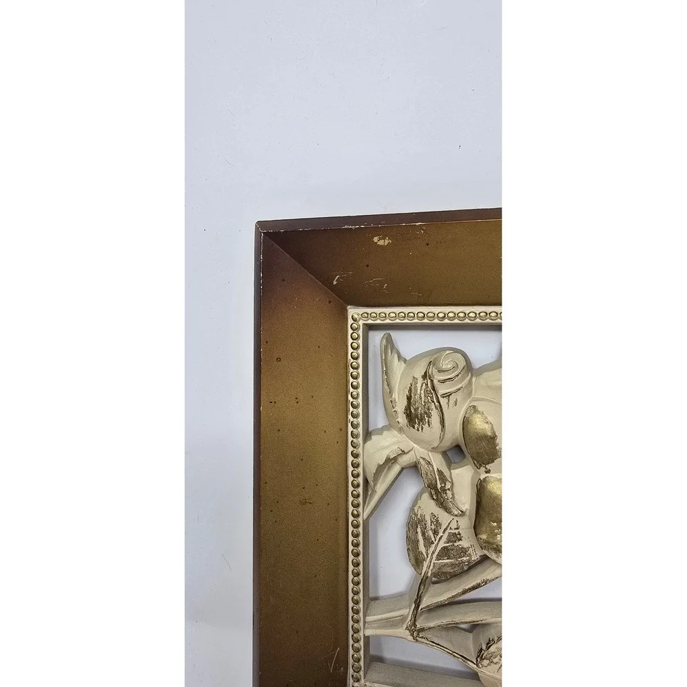 Vtg Syroco Hollywood Regency wall hanging plaques set of 2 flower mid century